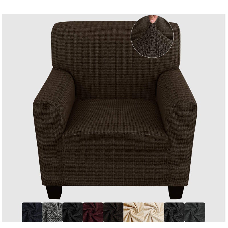 ZNSAYOTX Chair Slipcovers with Arms for Living Room High Stretchy Spandex Pet Friendly Armchair Furniture Protection Covers (Coffee, Chair) - Image 1